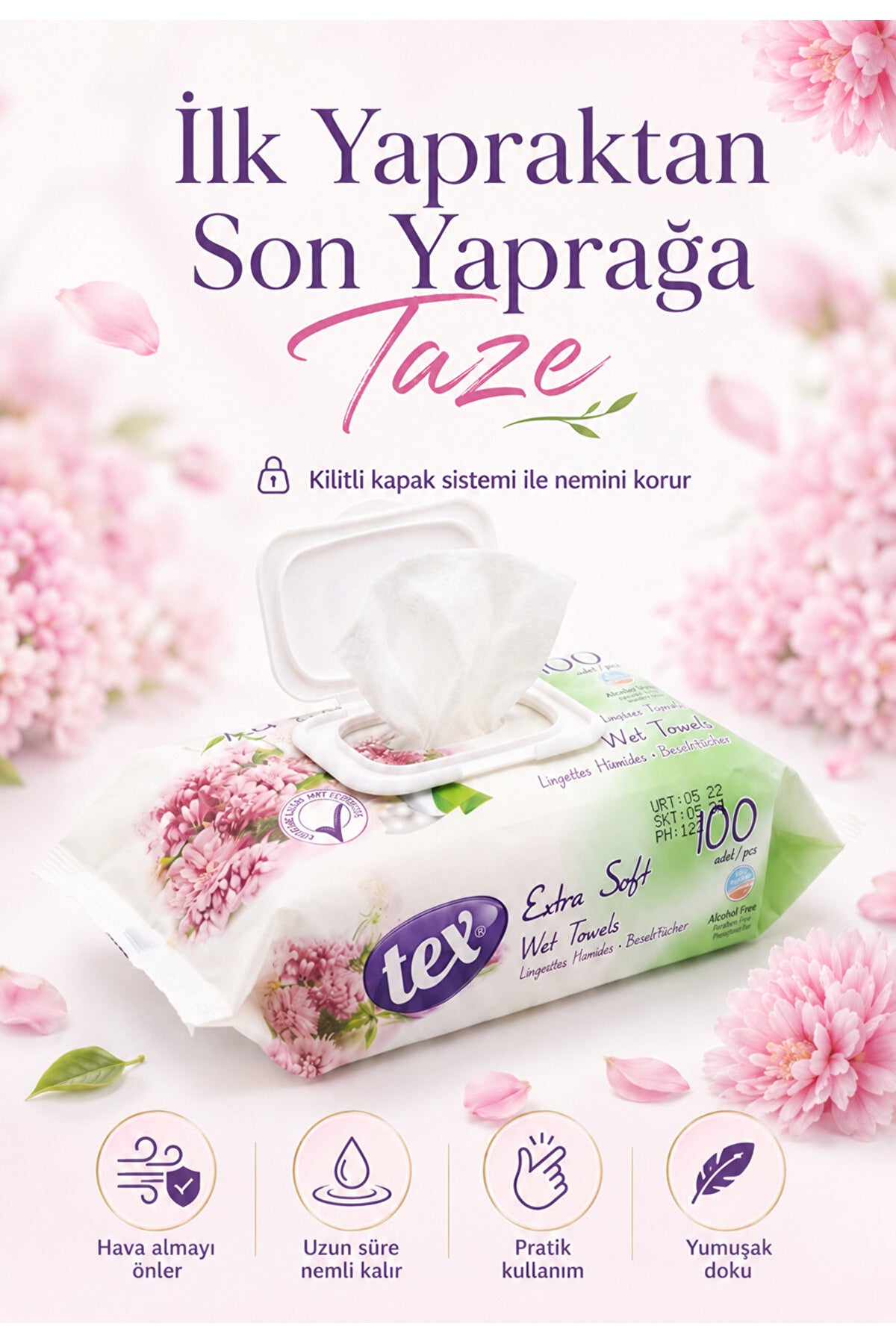 Tex Gül Kokulu Islak Havlu 12 Paket